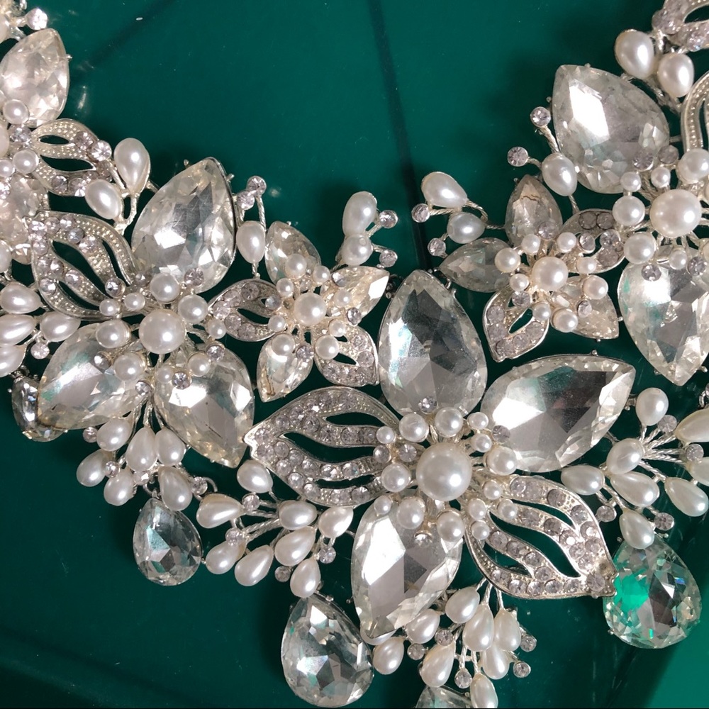 Princess Pageant Rhinestone Pearl Necklace NWOT - Picture 3 of 8